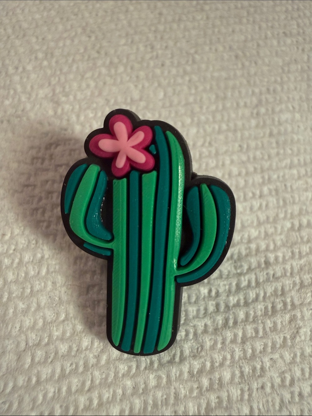 Cactus Shoe Charm with Pink Flower